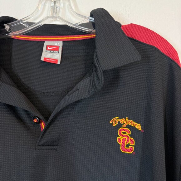 Nike USC Trojans Golf Polo Shirt Black Red Embroidered Oversized XL - Picture 1 of 11